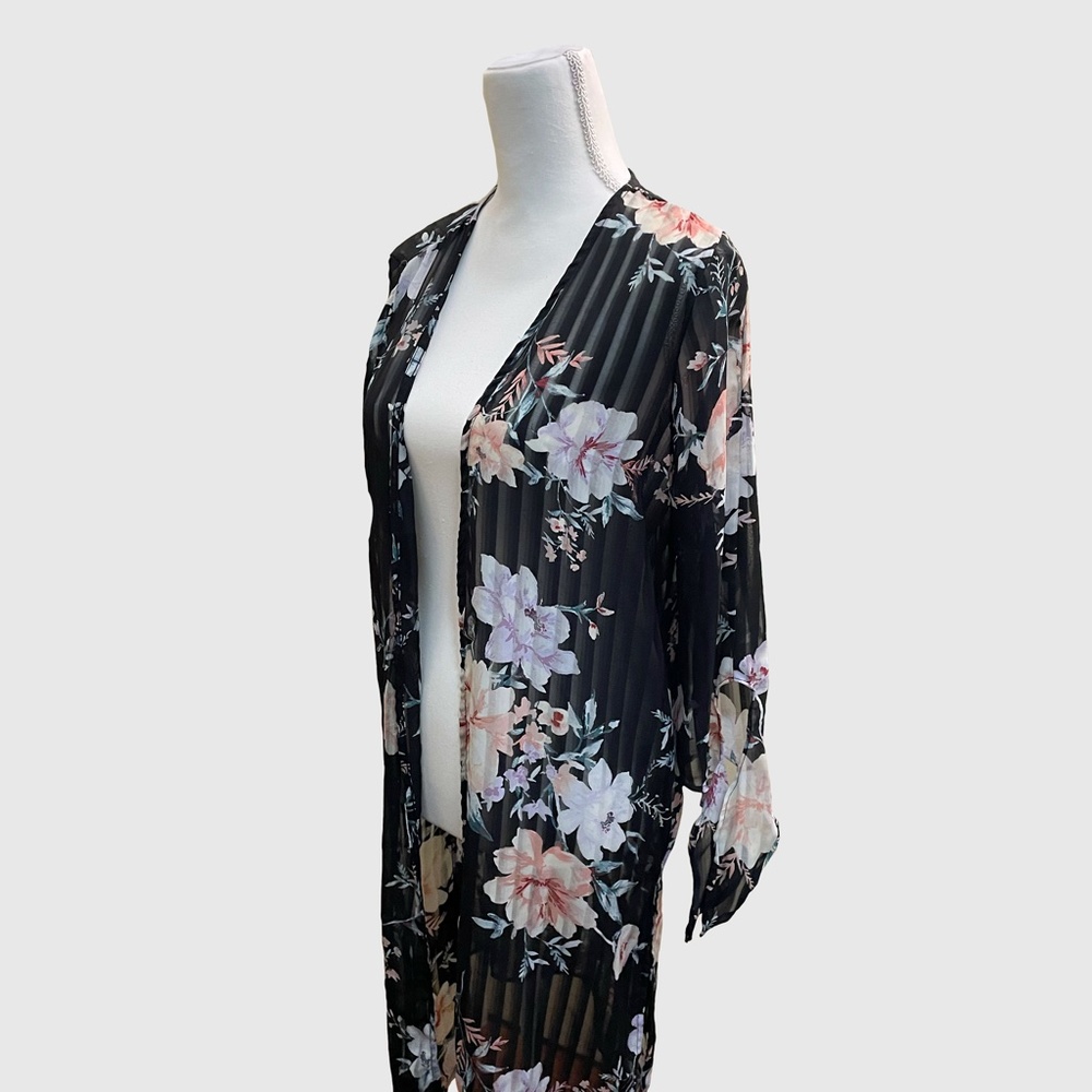 Sheer Floral Wrap Cover Up Iris